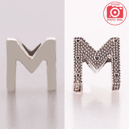 Silver 925 26 Letter A-Z Alphabet Charm Fine Beads Fit Original Charms Silver Bracelet DIY Fine Jewelry for Women Gifts Making