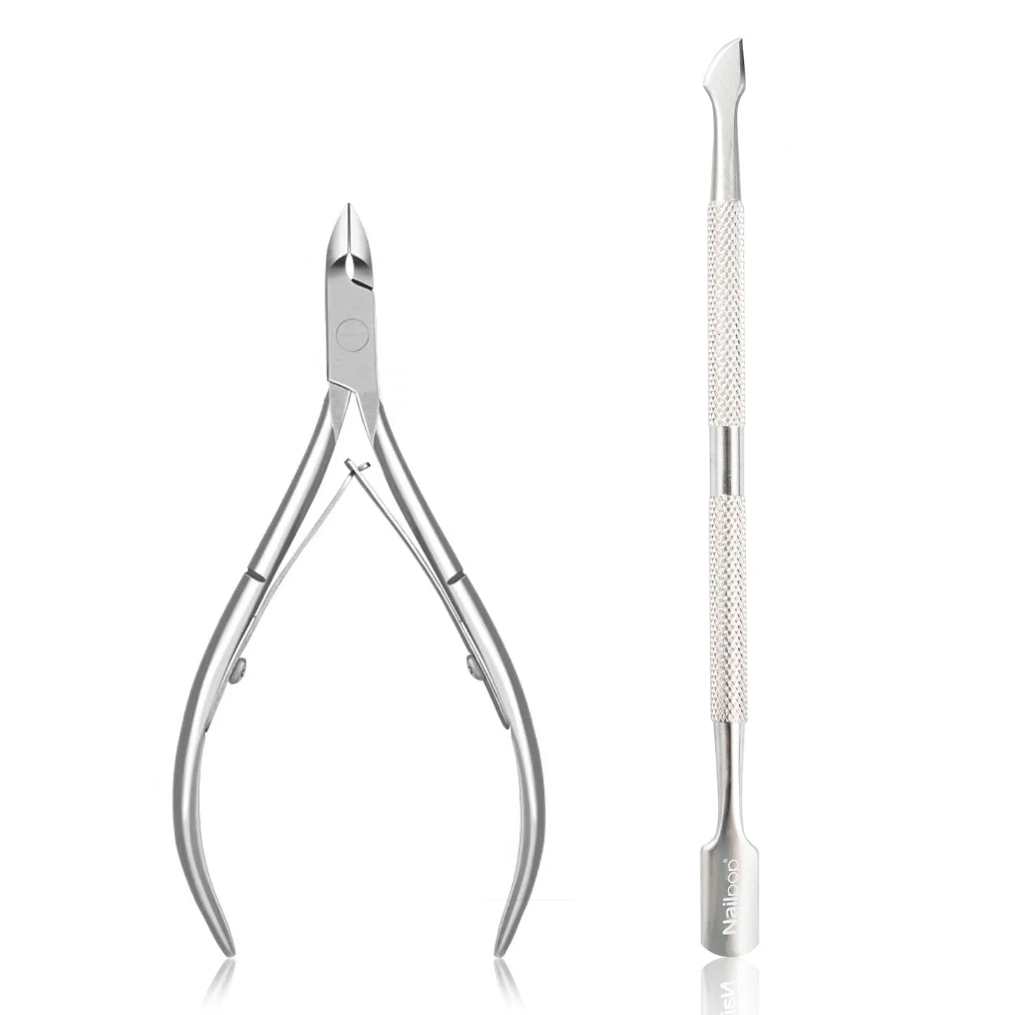 Nailpop Nail Cuticle Scissors Stainless Steel Manicure Pedicure Trimmer and Pusher Silver Dead Skin Scissor Nipper Clipper Tool