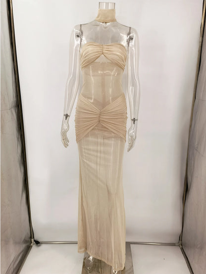 Sexy see through Gauze maxi sequin summer dress women elegant backless birthday party dresses long prom evening dresses vestidos