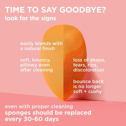Real Techniques Skin Sponge, Makeup Blender, Liquid Base & Cream, Professional Makeup Tool Without Stripes, 4 Free Units
