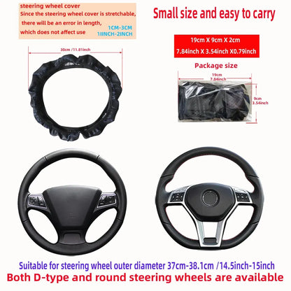 Artificial Leather Three-dimensional Embossed-car without Inner Ring Steering Wheel Cover Auto Parts for 14.5-15 Inches