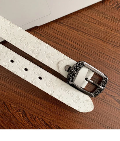 Retro Ethnic Style Butterfly Printed Red Belt For Women New In 2025 Versatile Belt With Jeans Belt Decoration