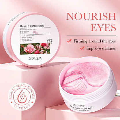 BIOAQUA Rose Hyaluronic Acid Travel Size Eye Mask Anti Wrinkle Dark Circles Eye Patches Moisturizing Firming Skin Care