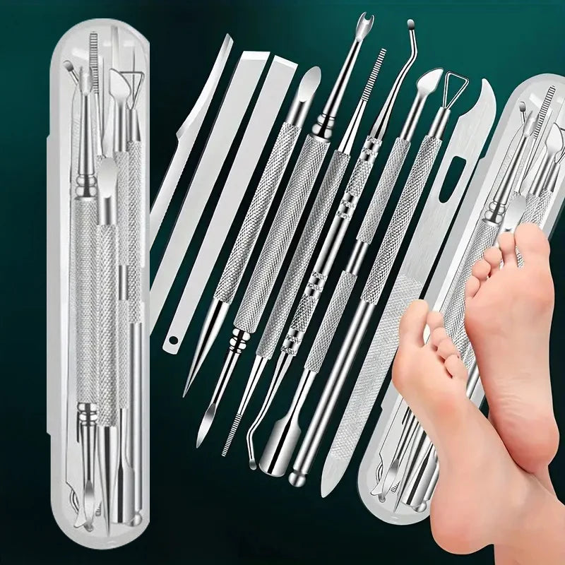 10pcs/set Stainless Steel Pedicure Tool Precision Manicure Knife for Removing Dead Skin Callus Portable Foot Cuticle Care Tools