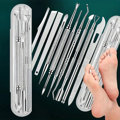 10pcs/set Stainless Steel Pedicure Tool Precision Manicure Knife for Removing Dead Skin Callus Portable Foot Cuticle Care Tools
