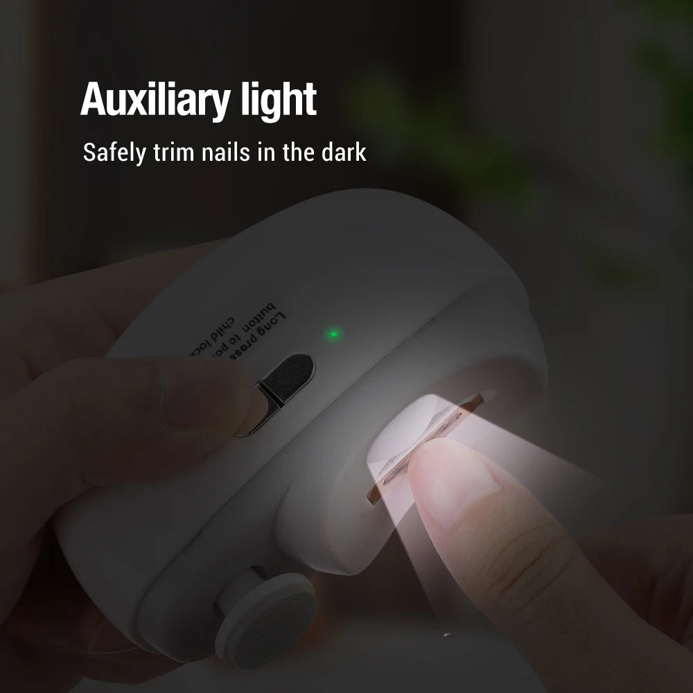 Electric Nail Clipper 2 in 1 Grinding and Polishing with Light Automatic Nail Trimmer Rechargeable Nail Cutter Manicure