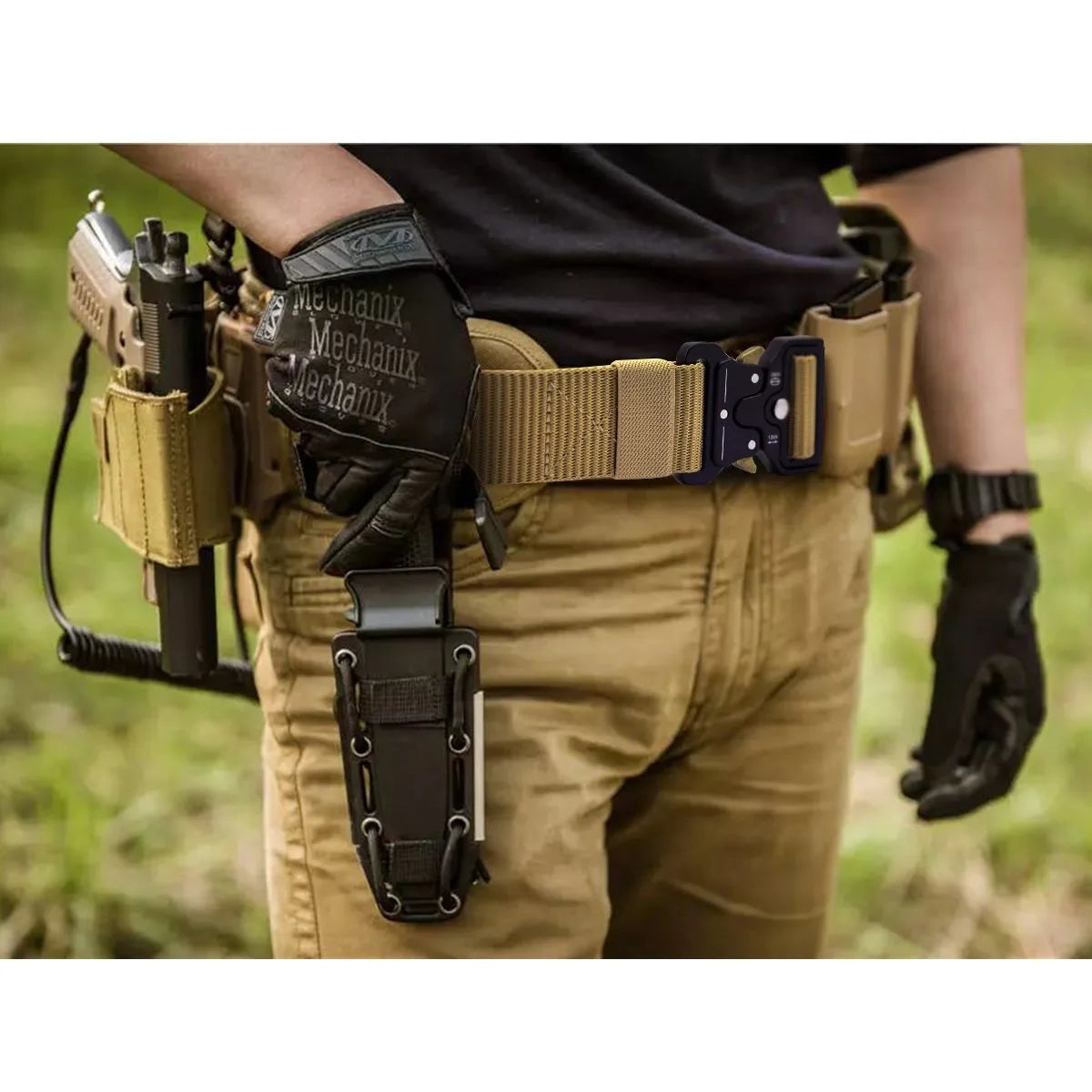 1 Piece Men's Tactical Sports Belt, Quick Release Symmetrical Buckle, Polyester Fiber, Suitable for Outdoor Training Military