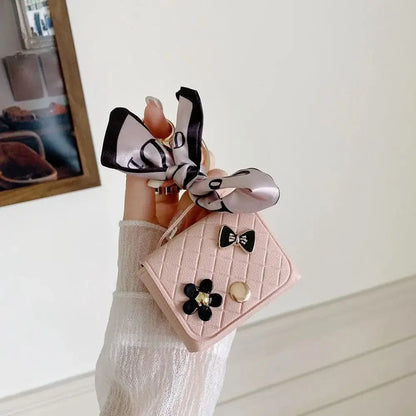 Fashion Leather Earphone Storage Bag Mini Creative Keychain Solid Color Pendant Earphone Case Bluetooth Headset Cover