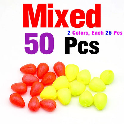 Topranc 50Pcs Floating Beads Eye-catching Beans Floating Beads Collision Ultra-light Foam EVA Fishing Accessories