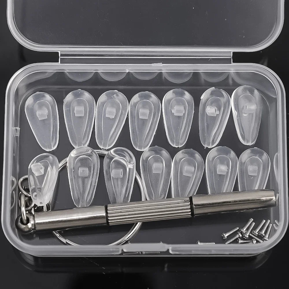 Eyeglasses Nose Pads with Screwdriver DIY Soft Silicone Air Chamber Glasses Replacement Repair Tools Anti-slip Nose Pad Screw