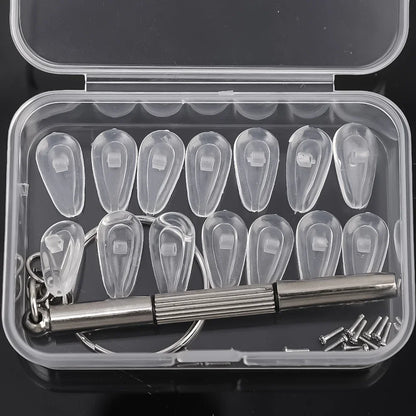 Eyeglasses Nose Pads with Screwdriver DIY Soft Silicone Air Chamber Glasses Replacement Repair Tools Anti-slip Nose Pad Screw