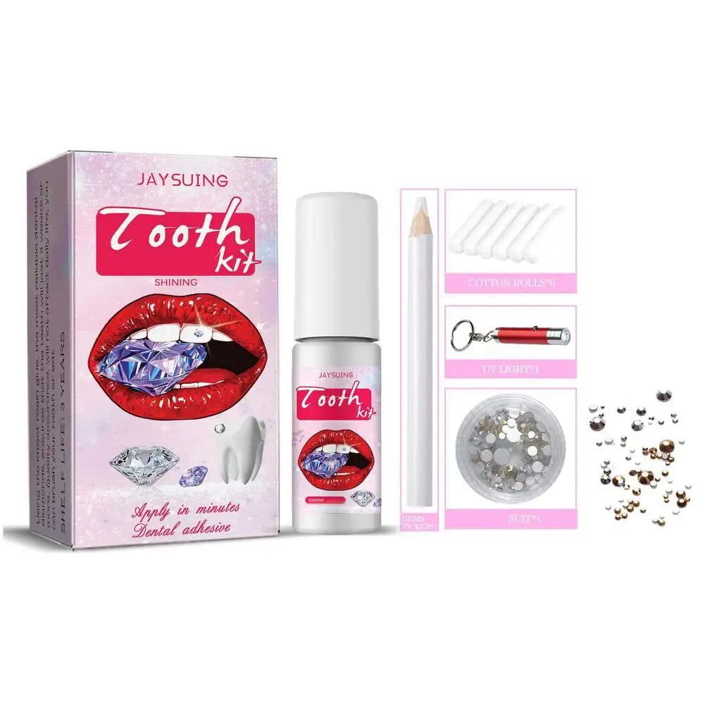 Tooth Jewelry Kit DIY Teeth Gems Set 7ml Glues Light Firm Reliable Clear Precious Stone Crystal Tooth Ornaments Jewellery