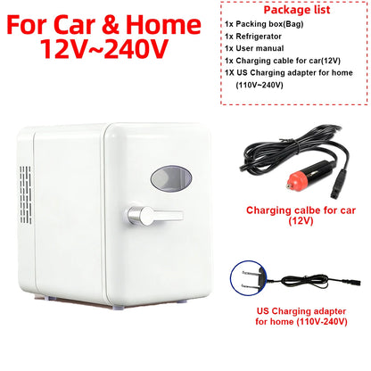 4L Mini Beauty Fridge for Skincare Car & Home Dual Use Cooling Heating Makeup Refrigerator Travel Cosmetic Face Cream Fridge