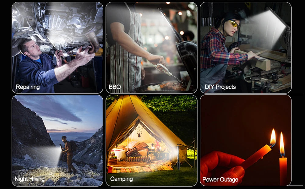 KDULIT LED Magnetic Work Light Rechargeable Underhood Work Lamp With Hooks & Rotating Magnetic Base For Car Repairing Emergency
