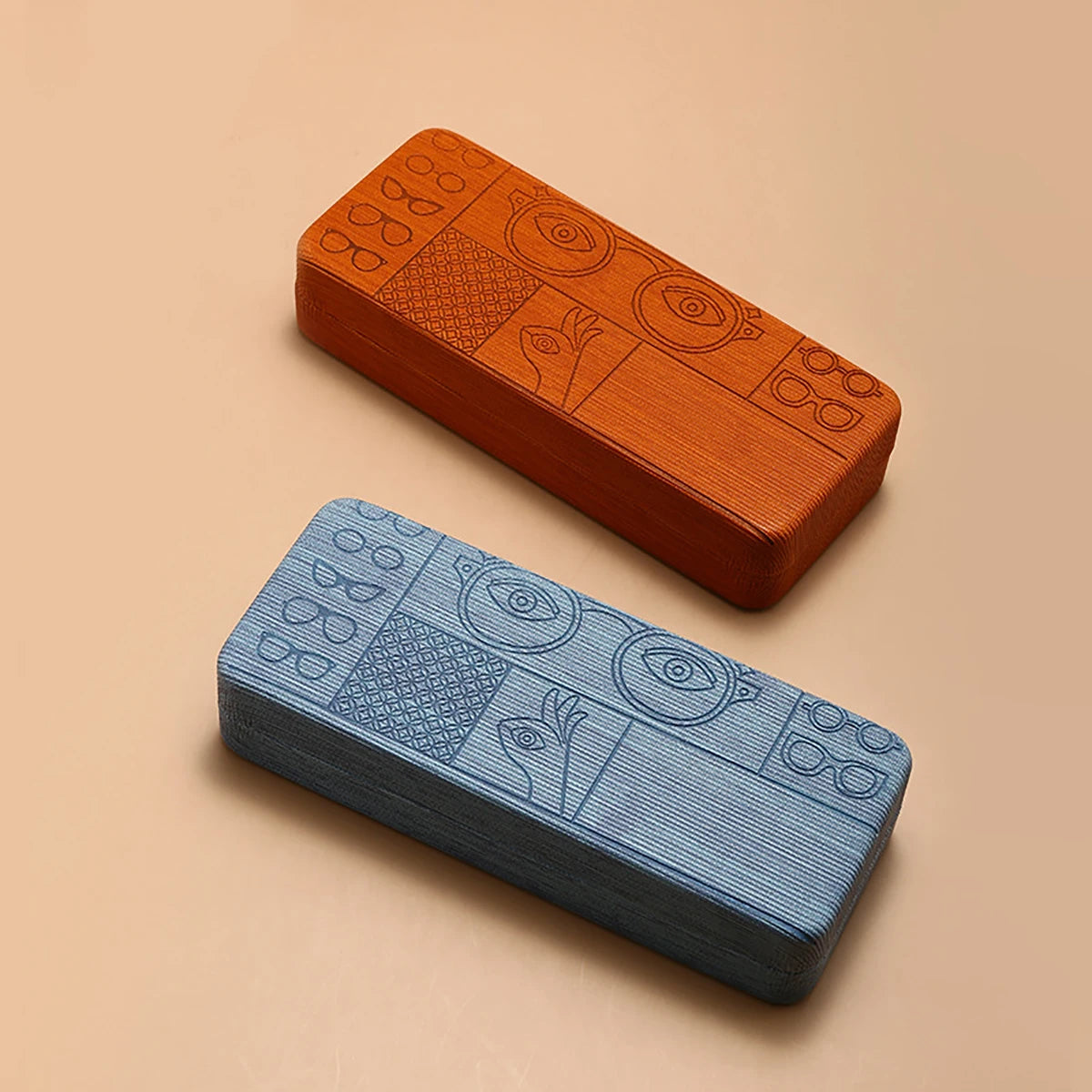 1pc Geometric Pattern Glasses Case Portable Stylish Square Eyewear Holder with Embossed Designs for Men’s Fashion Accessories