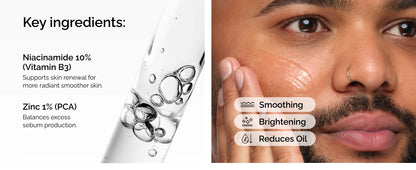10% Niacinamide 1% Zinc Face Serum 30ml, Oil Control Pore Minimizer, Anti-Acne Dark Spot, Gentle Skin Care for All Skin Types