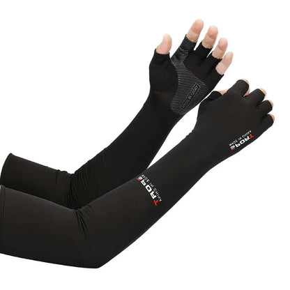 1Pair Sport Arm Sleeves Cycling Running Fishing Climbing Arm Cover Sun UV Protection Ice Cool Sleeves 5 Finger Cuff