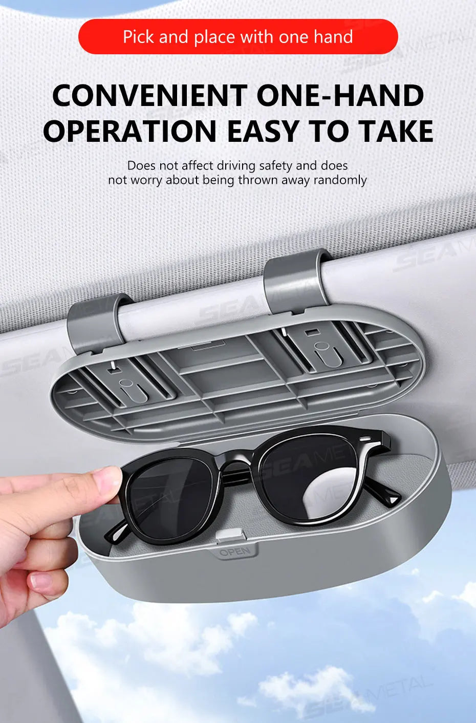 SEAMETAL Car Sun Visor Glasses Case Anti-Scratch Sunglasses Storage Box Glasses Holder Organizer Universal for 99% Car Models