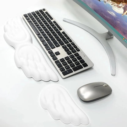 Keyboard Mouse Wrist Rest Angel Wing Memory Foam Mouse Wrist Rest Support Ergonomic Non-Slip For Office Gaming Computer Laptops