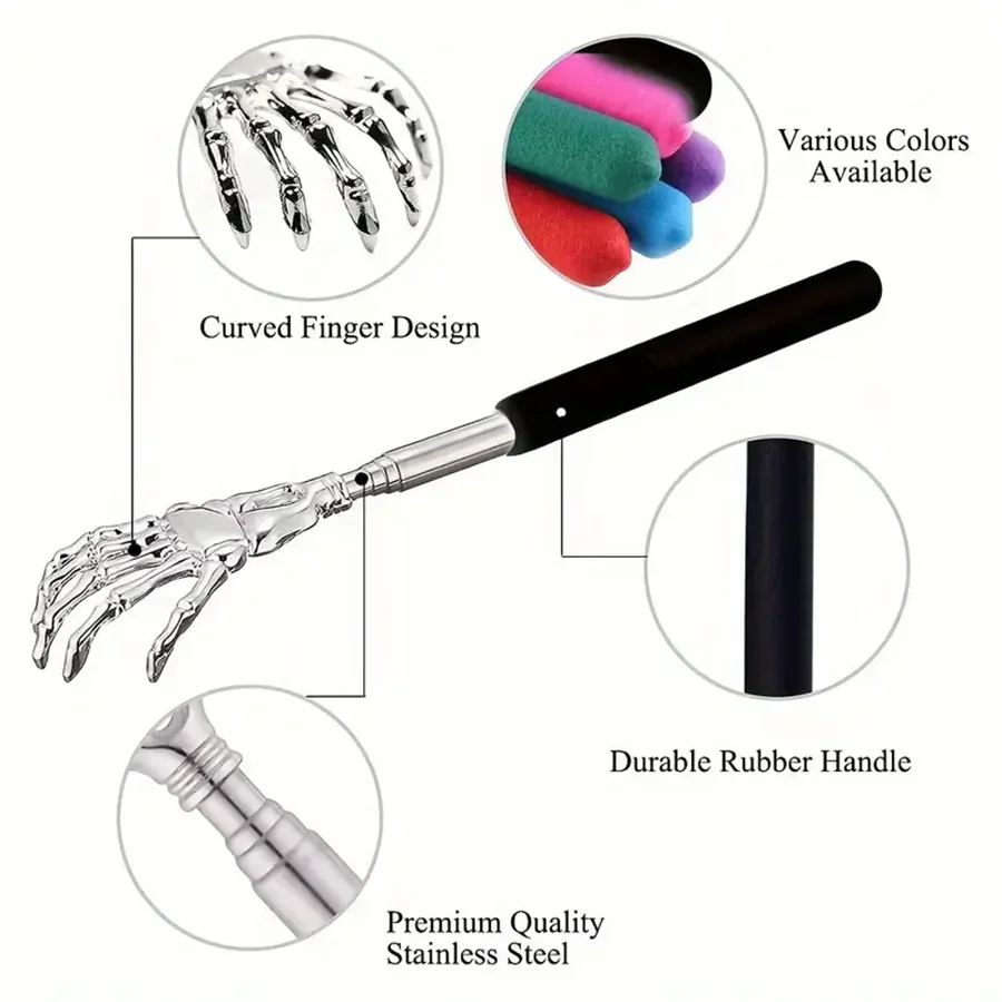 Compact Telescopic Back Massager – Portable Extendable Stainless Steel, Ideal Birthday Gift & Christmas Stocking Stuffer for Sen