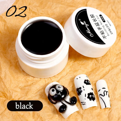 3D Nail Gel, Non-Sticky Hard Long-Lasting Overlay, Creates 3D Bow Geometric Letter Shapes, Salon Quality, Soluble Residue-Free A