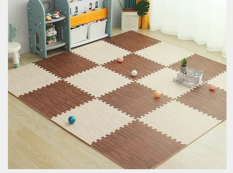 8/16Pcs Wood Baby Play Mat Floor Rug Thickened Foam Floor Children's Non-slip Crawling Pad Suitable for Living Room and Bedroom