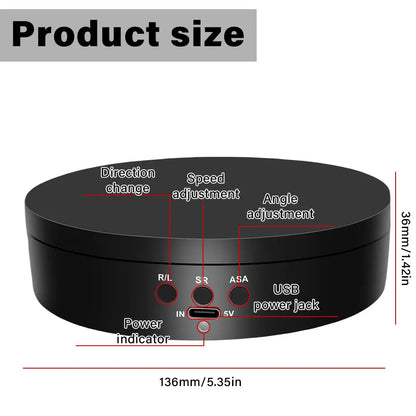 360-degree turntable,electric rotating mirror display stand,USB/battery dual power supply,rotating shooting,three-speed settings