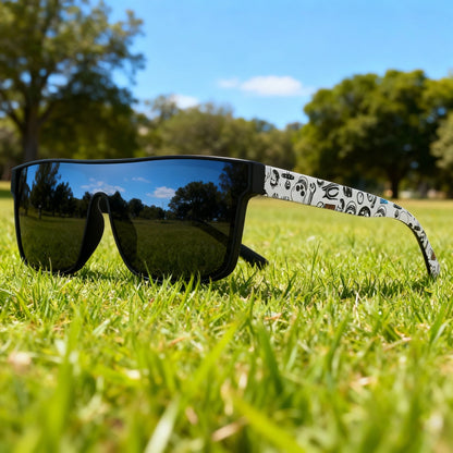 Classic Square Fashion Sports Sunglasses - Patterned Temples, Unisex for Cycling, Hiking, Travel - Perfect Gift