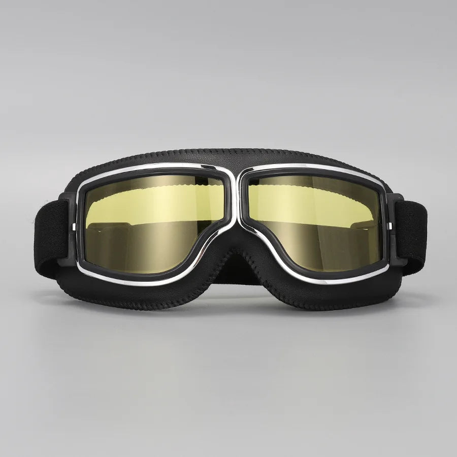 Motorcycle Glasses Windproof Motorcycle Helmet Glasses Sunglasses Retro Universal Folding Leather Retro Motorcycle Accessories