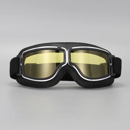 Motorcycle Glasses Windproof Motorcycle Helmet Glasses Sunglasses Retro Universal Folding Leather Retro Motorcycle Accessories