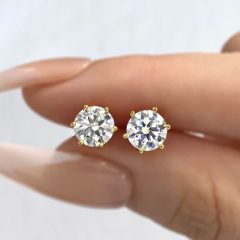 DW 0.1ct-2ct D Color Certified Moissanite Stud Earrings Lab Created Diamond 925 Sterling Silver Gold Plated Wedding Fine Jewelry