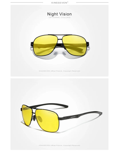 KINGSEVEN Polarized Aluminum Sunglasses Men UV400 HD Lens Pilot Eye Protection Photochromic Glasses Women Night Vision Eyewear