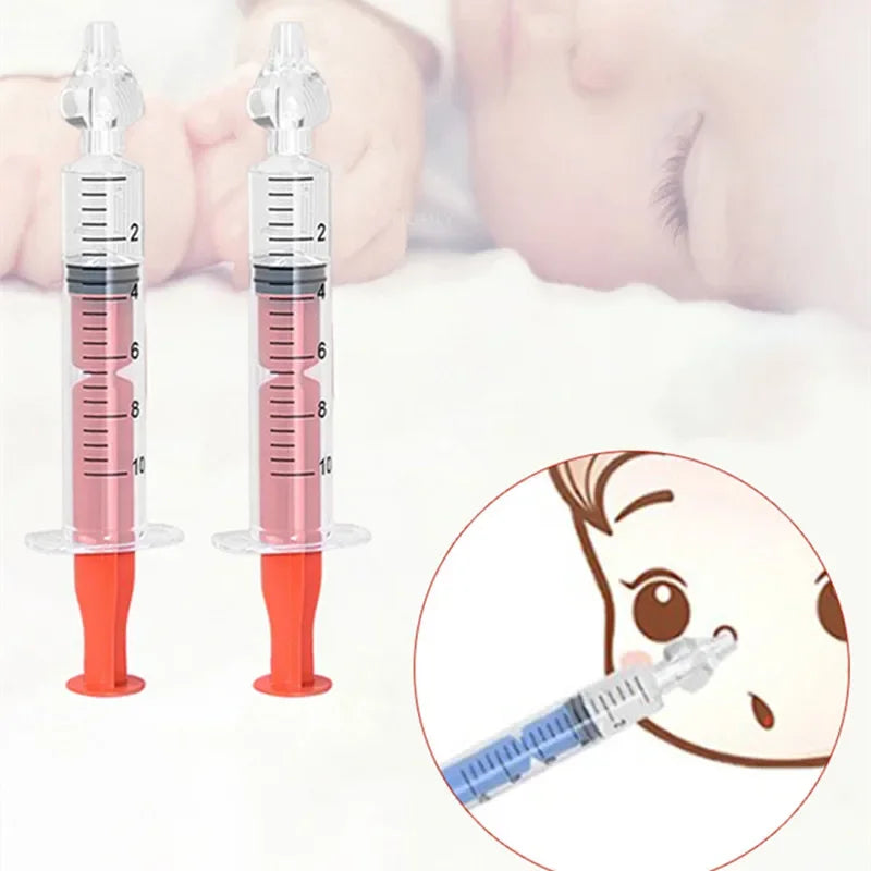 10ml Baby Nose Cleaner with Silicone Nasal Suction Tips Syringe Nasal Irrigator Portable Needle Tube Nasal Washer for Infants