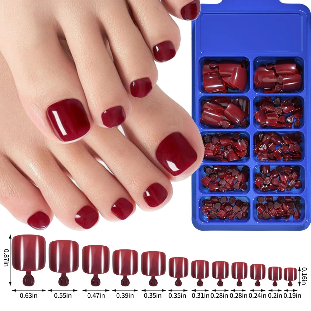 100pcs Classic White Fake Toenails Short Square Full Cover Press On Toenail Artificial False Toe Nails Tips for Women Daily Wear