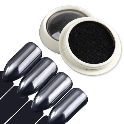 1 Box Chrome Black Nail Powder Metallic Rubbing Powder Pigment Magic Mirror Nail Glitter Charms Y2K Nail Art Decoration Manicure