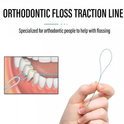 2 Box Dental Floss Threader Dental Traction Line Oral For Crown Brace Bridge Implant Hoop Threading Braces Steel Traction