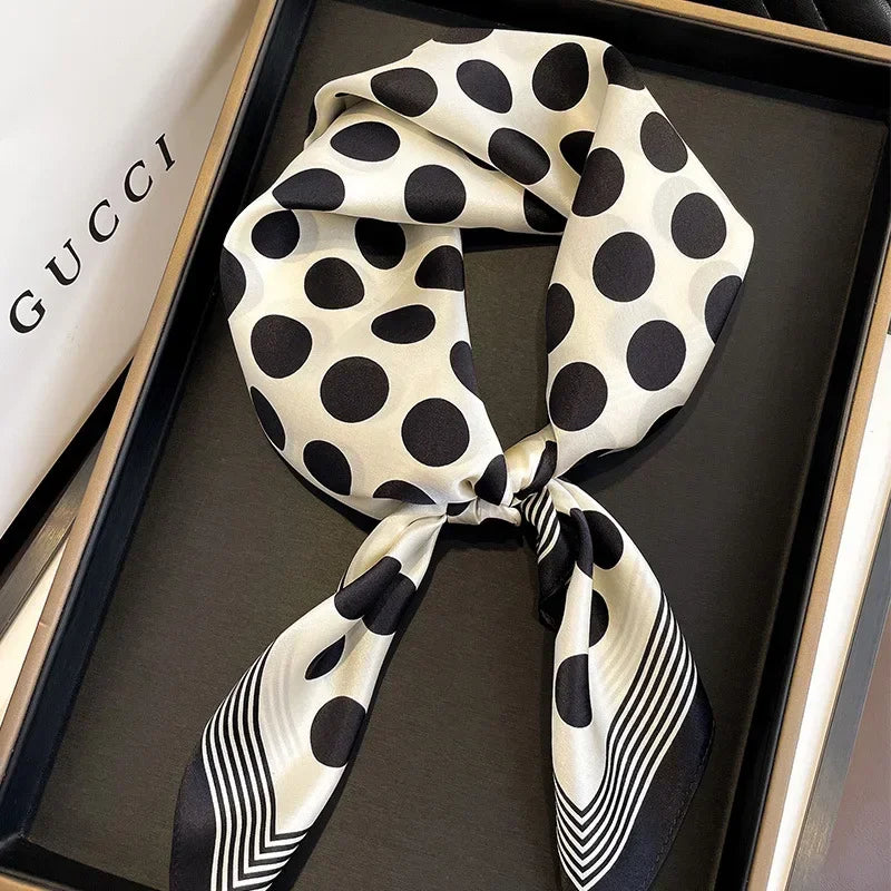 2025 Satin Imitation Print Silk Scarf Square Women Neck Scarves Wrap Headkerchief Beach Hair Band Women's Bandana