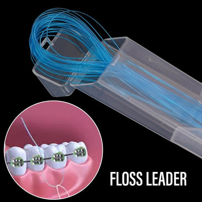 2 Box Dental Floss Threader Dental Traction Line Oral For Crown Brace Bridge Implant Hoop Threading Braces Steel Traction