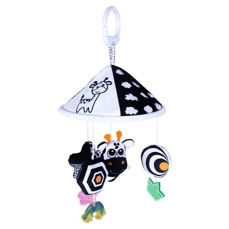 Black and White High Contrast Baby Toys Car Seat Toys for Newborn Hanging  Stroller Toy for 0 12 Months Infant Rattle Toys