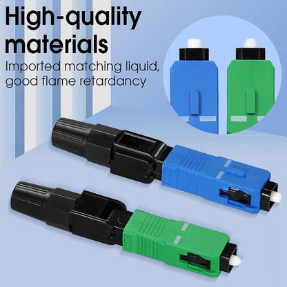 FTTH Optical Fiber Quick Connector Single Mode SCUPC/APC Leather Fiber Optic Cable Cold Splicing Fast Connector Assembly Tools