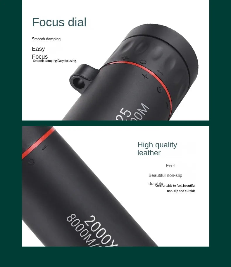 2000x25 HD Monocular Telescope Mini Portable Mobile Phone Telescope with Holder Outdoor Camping Hunting Birdwatching Telescopes