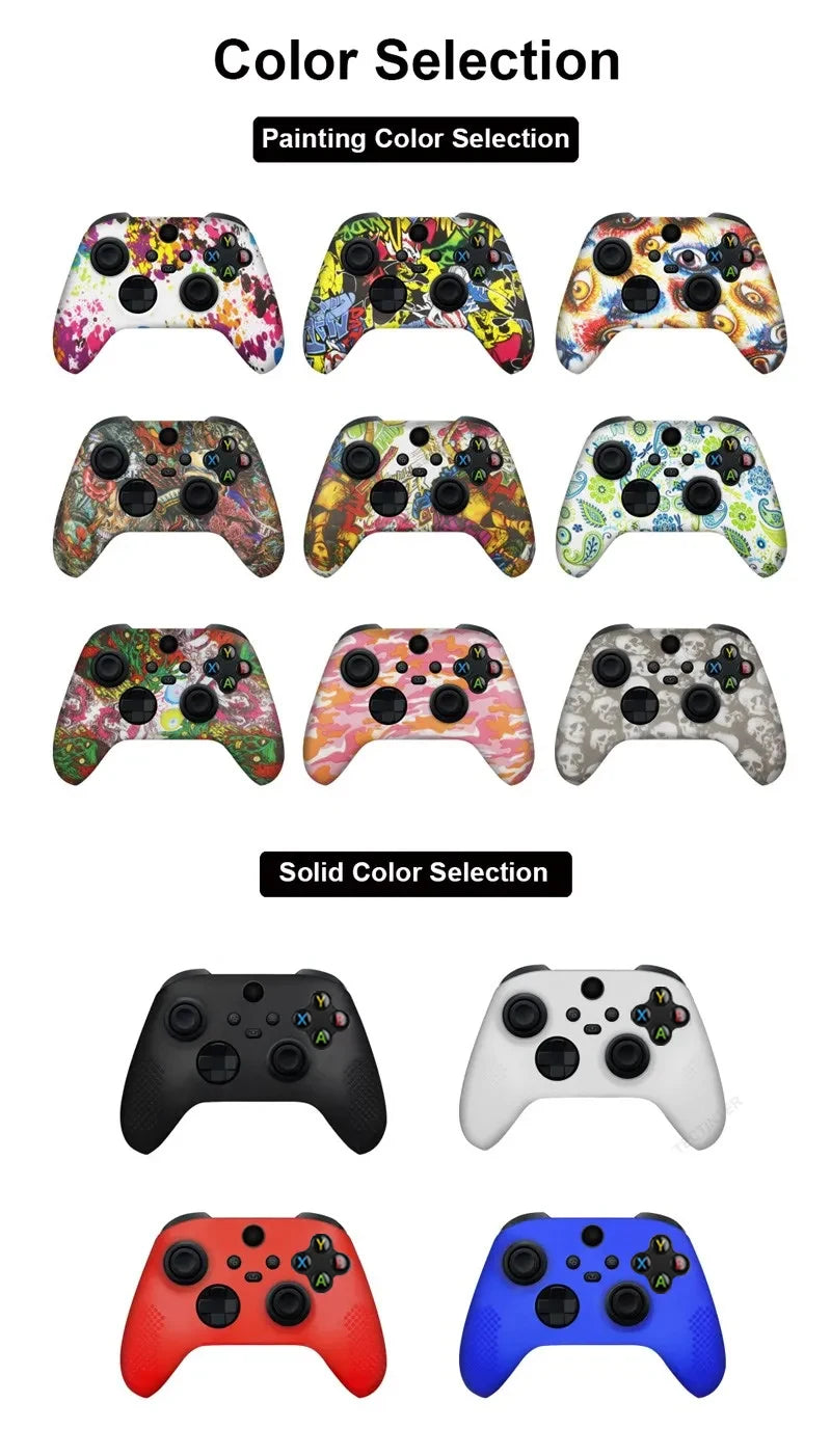 Silicone Protective Case Skin For Xbox Series X/S Controller Gamepad Accessories Thumbstick Grips Caps Joystick Cover Shell