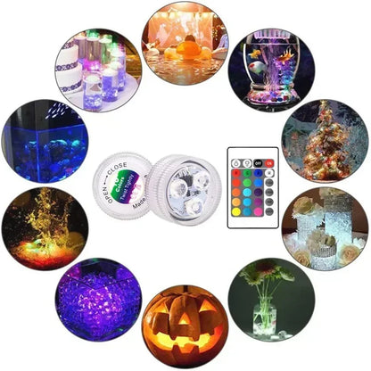 Colorful 3 LED Underwater Light With Remote Control Powered By Button Cell Waterproof Swimming Pool Party Decoration Lamp
