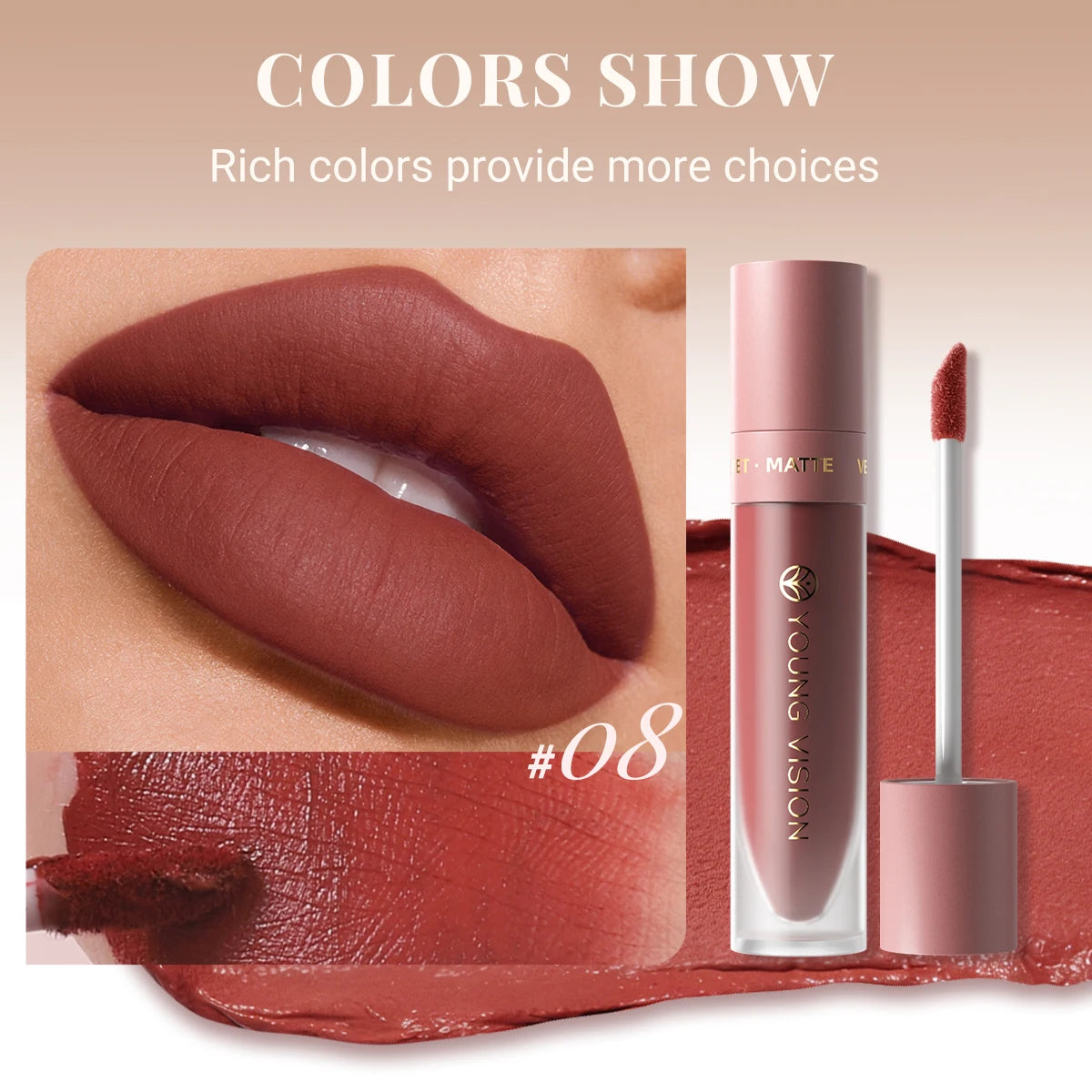 8 Color Nude Brown Matte Liquid Lipstick Velvet Sexy Dark Red Lip Glaze Non-stick Cup Not Easy To Fade Lip Gloss Lipstick Makeup