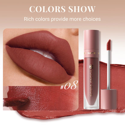8 Color Nude Brown Matte Liquid Lipstick Velvet Sexy Dark Red Lip Glaze Non-stick Cup Not Easy To Fade Lip Gloss Lipstick Makeup
