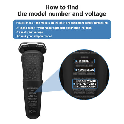 15V UK EU US Shaver Charger Cord For Philips Series 3000 7000 9000 5000/OneBlade Pro/S6680 MG7791 MG3750 MG7750 S9311 Power Cord