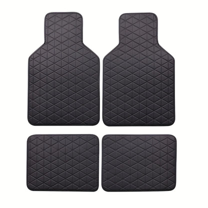 4-piece waterproof PU leather car floor mat - durable and fashionable, all-weather protection, easy to clean, enhances interior