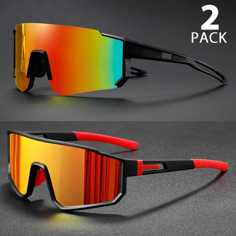 2PCS Oversize Cycling Sunglasses UV400 Protective Outdoor Sports Climbing Driving Bike Glasses Men Women Bicycle Goggles