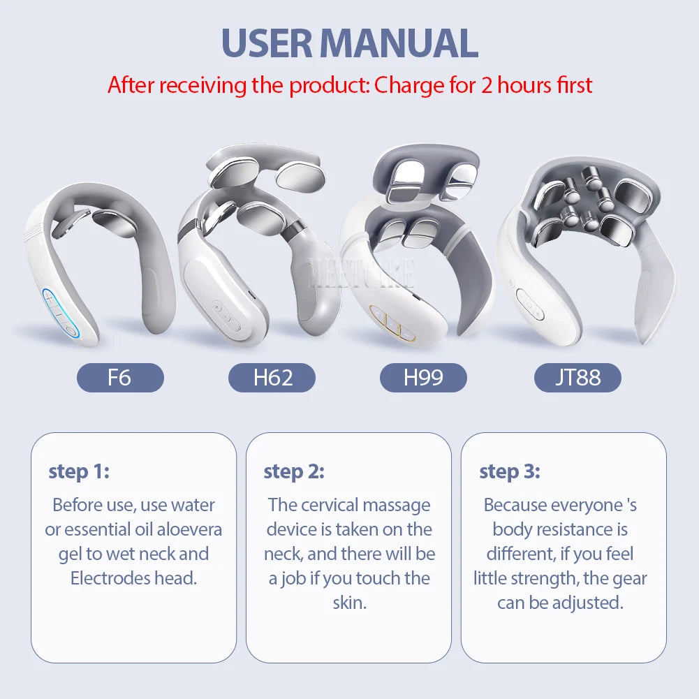 Smart Back Neck Massager Electric TENS Pulse Cervical Muscle Massages Wireless Shoulder Health Care H99 H62 JT88 F6Device