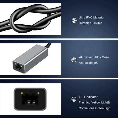 USB Type C Ethernet Adapter 1000Mbps USB 3.0 RJ45 Network Card For MacBook PC Windows XP 7 8 10 Android USB Lan Internet Cable
